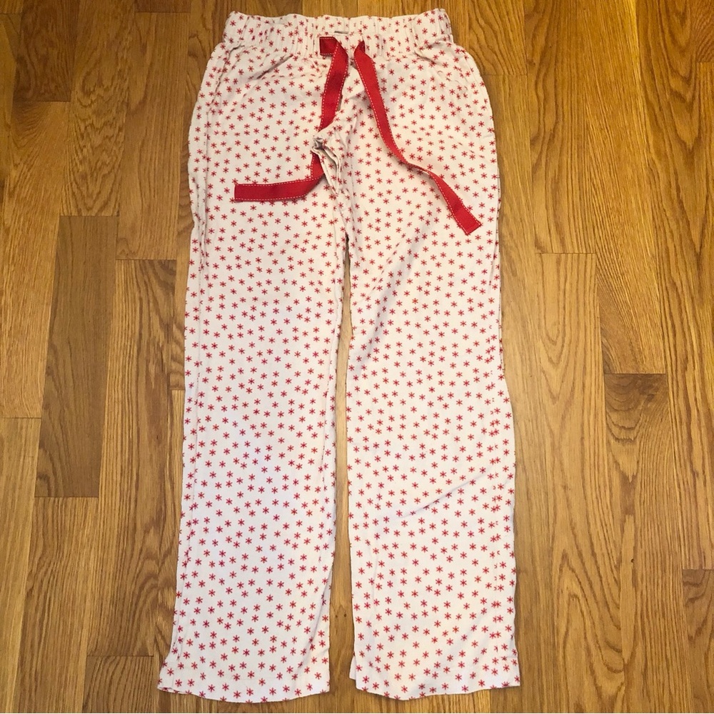 Old Navy Pink Red Snowflakes Pajama PJ Cotton Pants XS X-Small